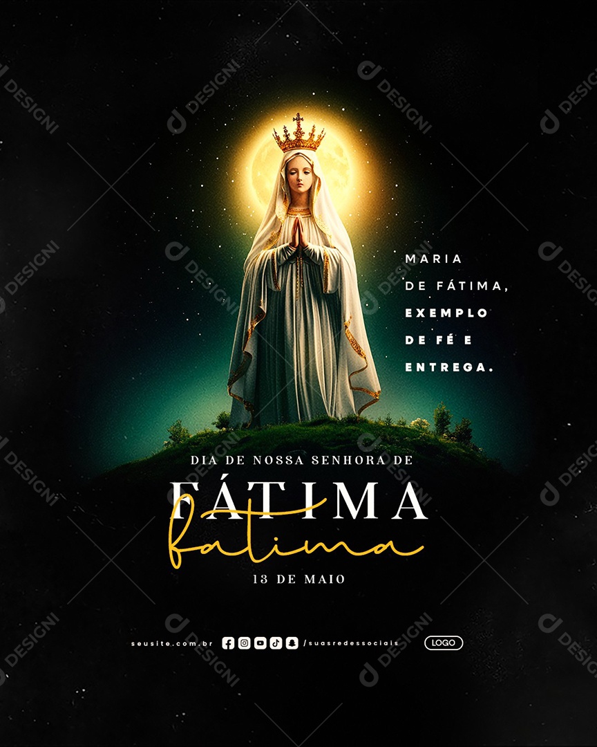 Dia de Nossa Senhora de Fátima 13 de Maio Social Media PSD Editável