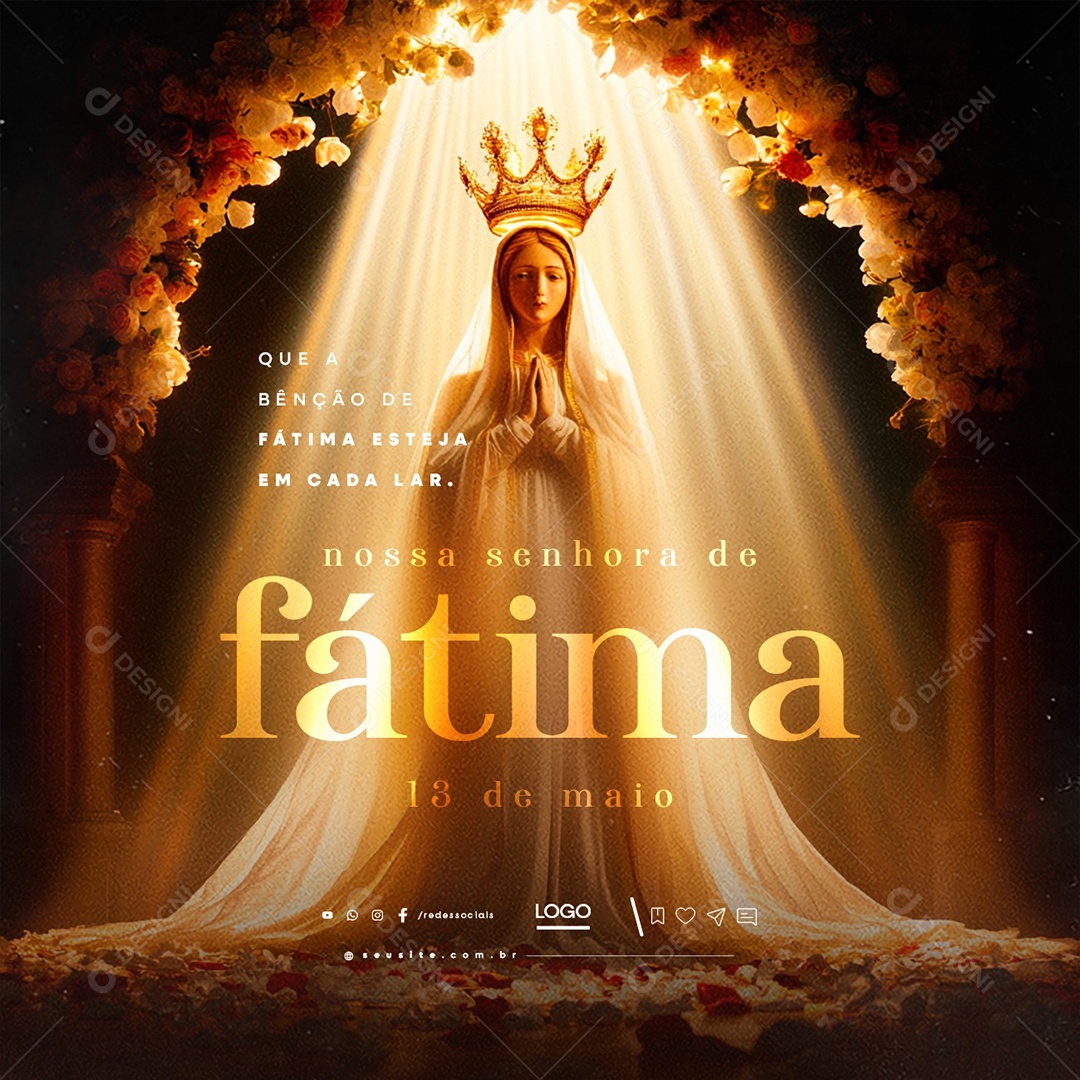 Dia de Nossa Senhora de Fátima 13 de Maio Social Media PSD Editável