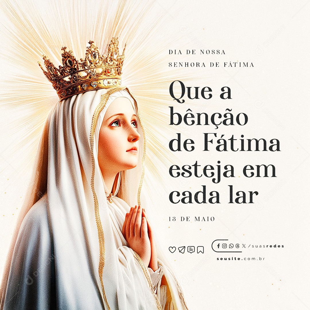 Dia de Nossa Senhora de Fátima 13 de Maio Social Media PSD Editável