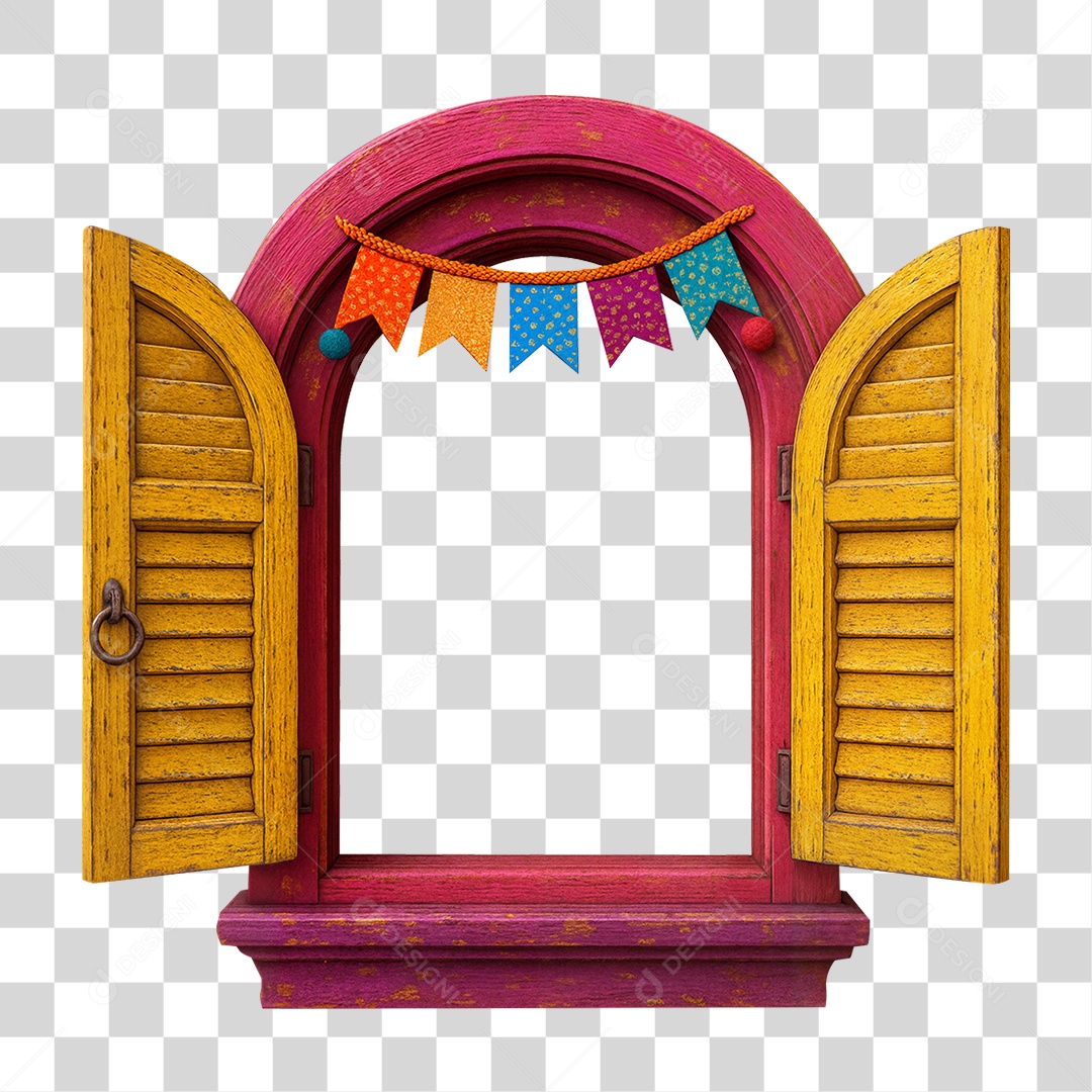 Janela Decorativa de Festa Junina PNG Transparente