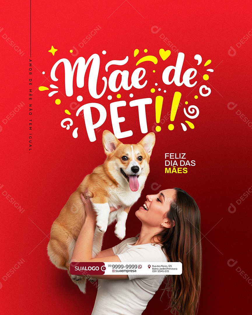 Feliz Dia das Mães 11 de Maio Mãe de Pet Social Media PSD Editável