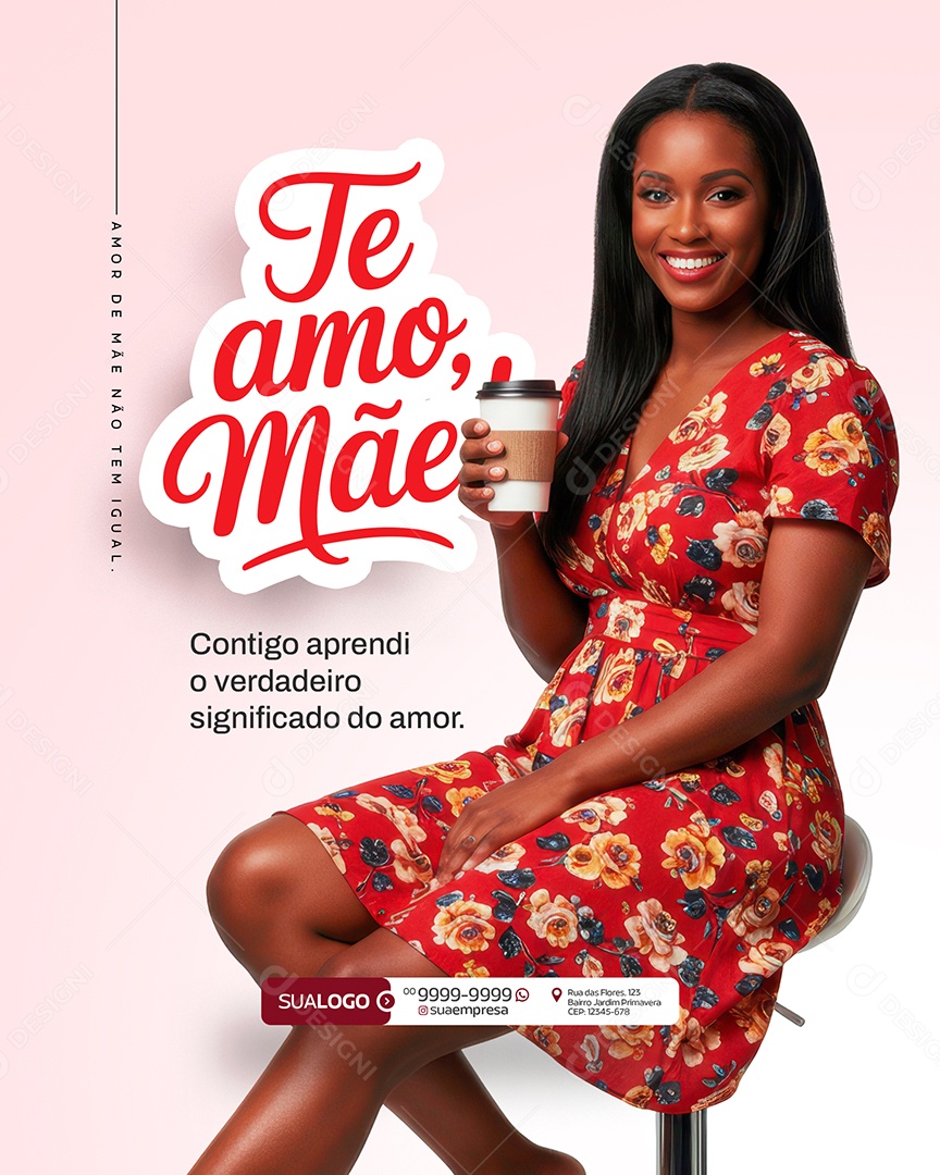 Feliz Dia das Mães 11 de Maio Te Amo Mãe Social Media PSD Editável