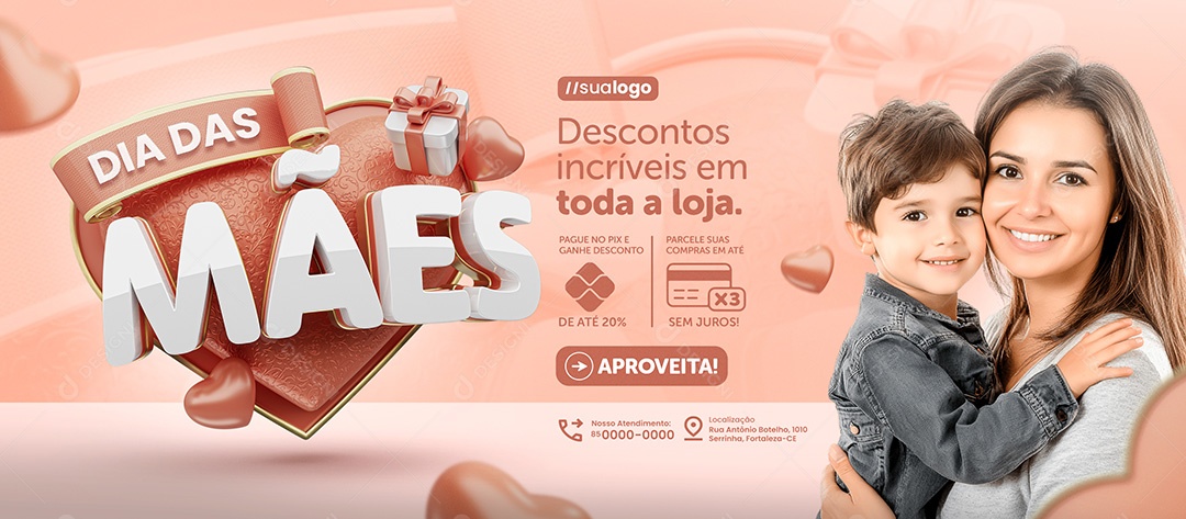 Banner Dia das Mães Descontos Incríveis Social Media PSD Editável
