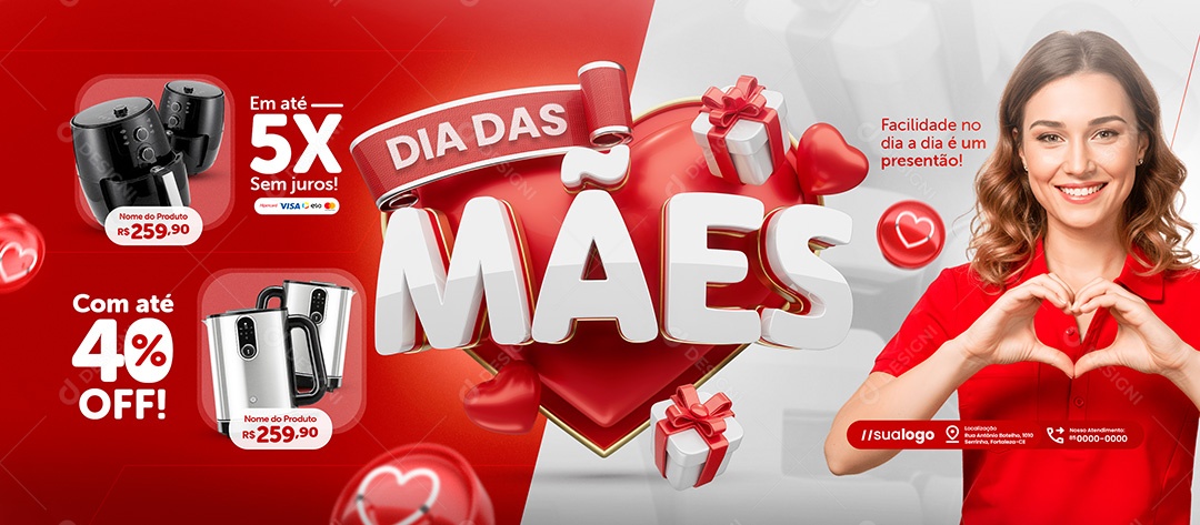 Banner Dia das Mães Eletrodomésticos Air Flyer Social Media PSD Editável