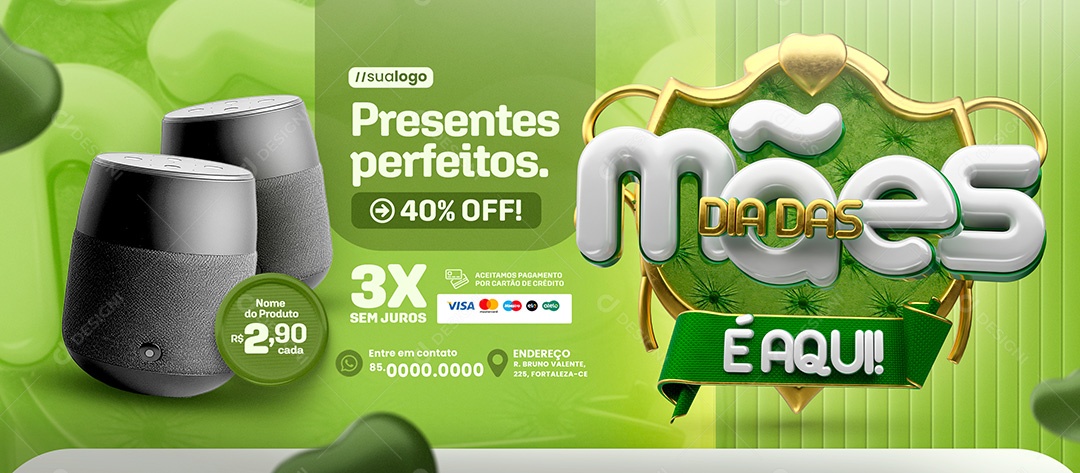 Banner Presente Dia das Mães Eletrônicos Caixa de Som Social Media PSD Editável