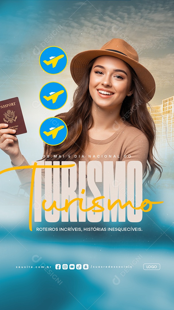 Story Dia Nacional do Turismo 08 de Maio Social Media PSD Editável