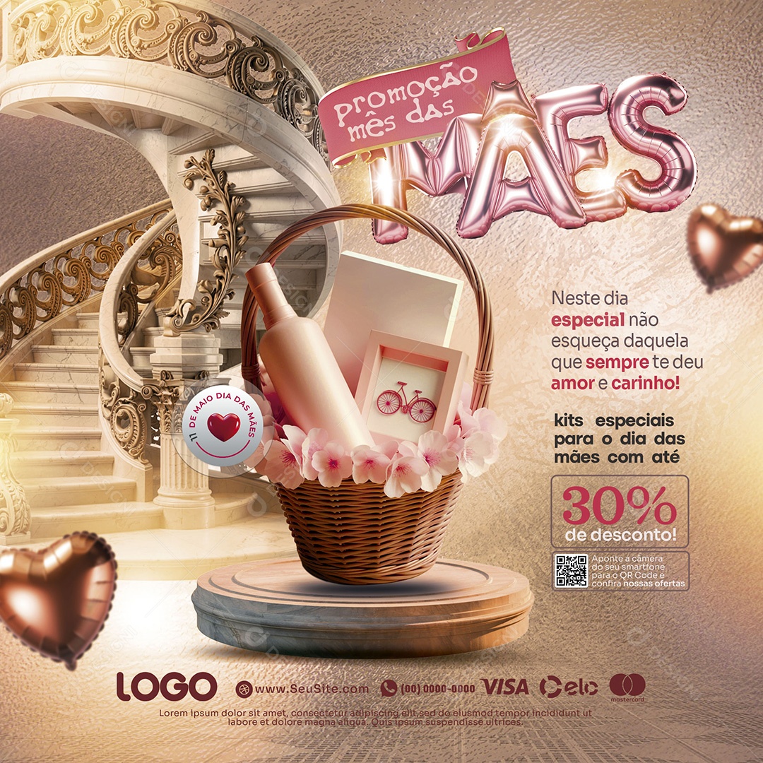 Feliz Dia das Mães Promoções Social Media PSD Editável