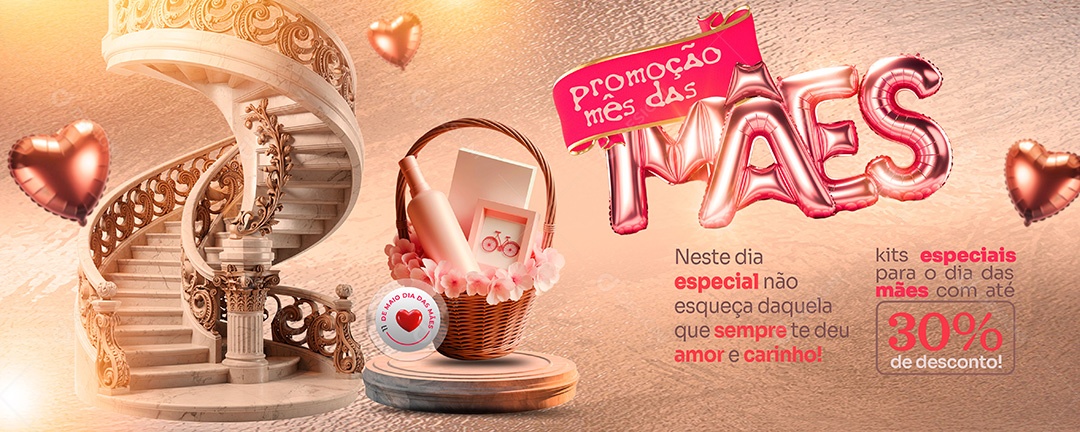 Banner Feliz Dia das Mães Promoções Social Media PSD Editável