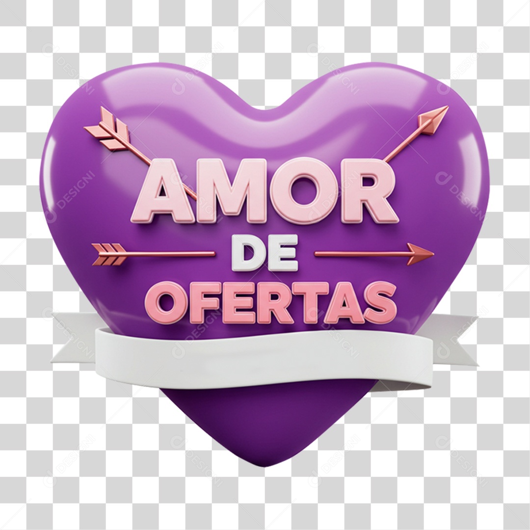Selo 3D Amor de Ofertas PNG Transparente