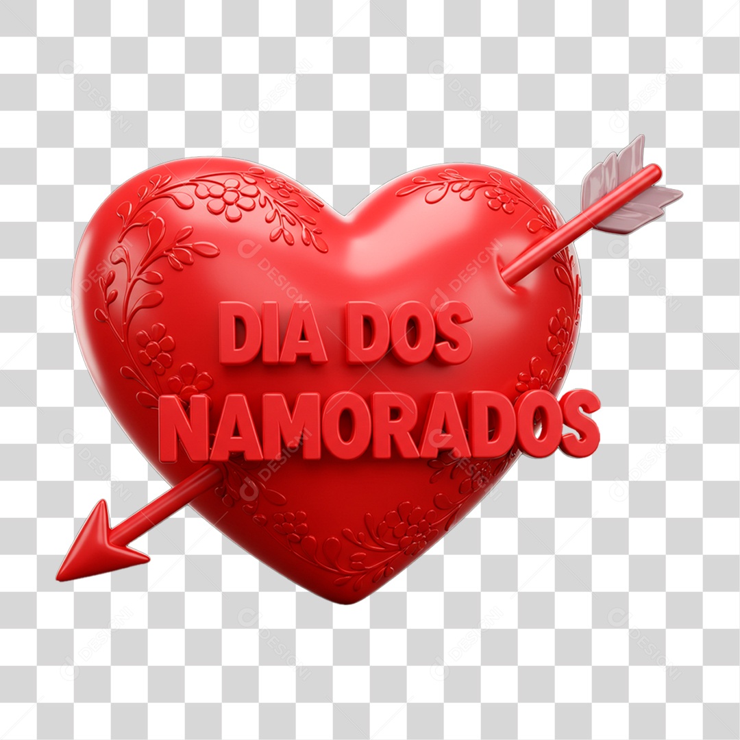 Selo 3D Dia dos Namorados PNG Transparente