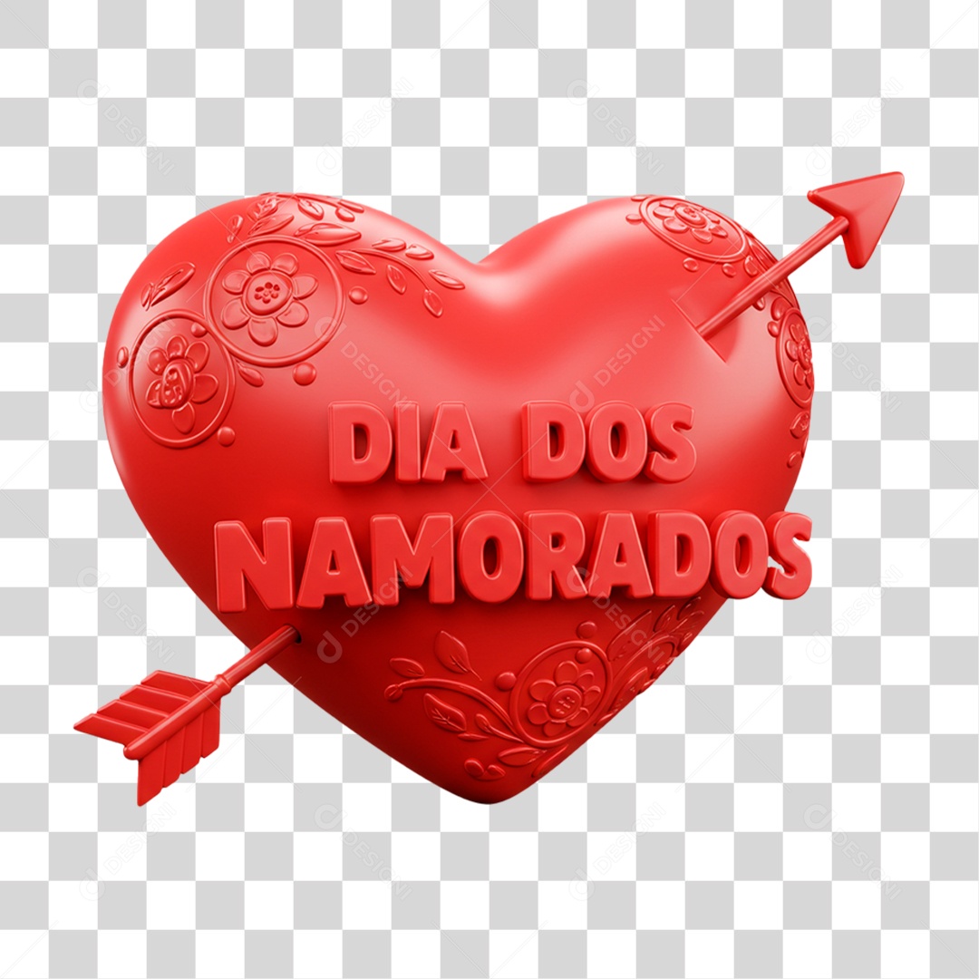 Selo 3D Dia dos Namorados PNG Transparente