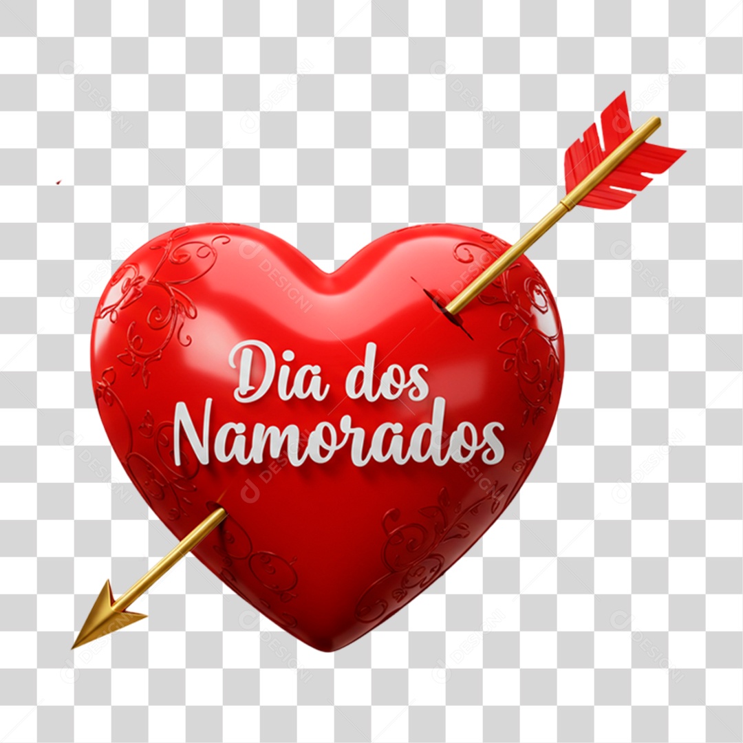 Selo 3D Dia dos Namorados PNG Transparente