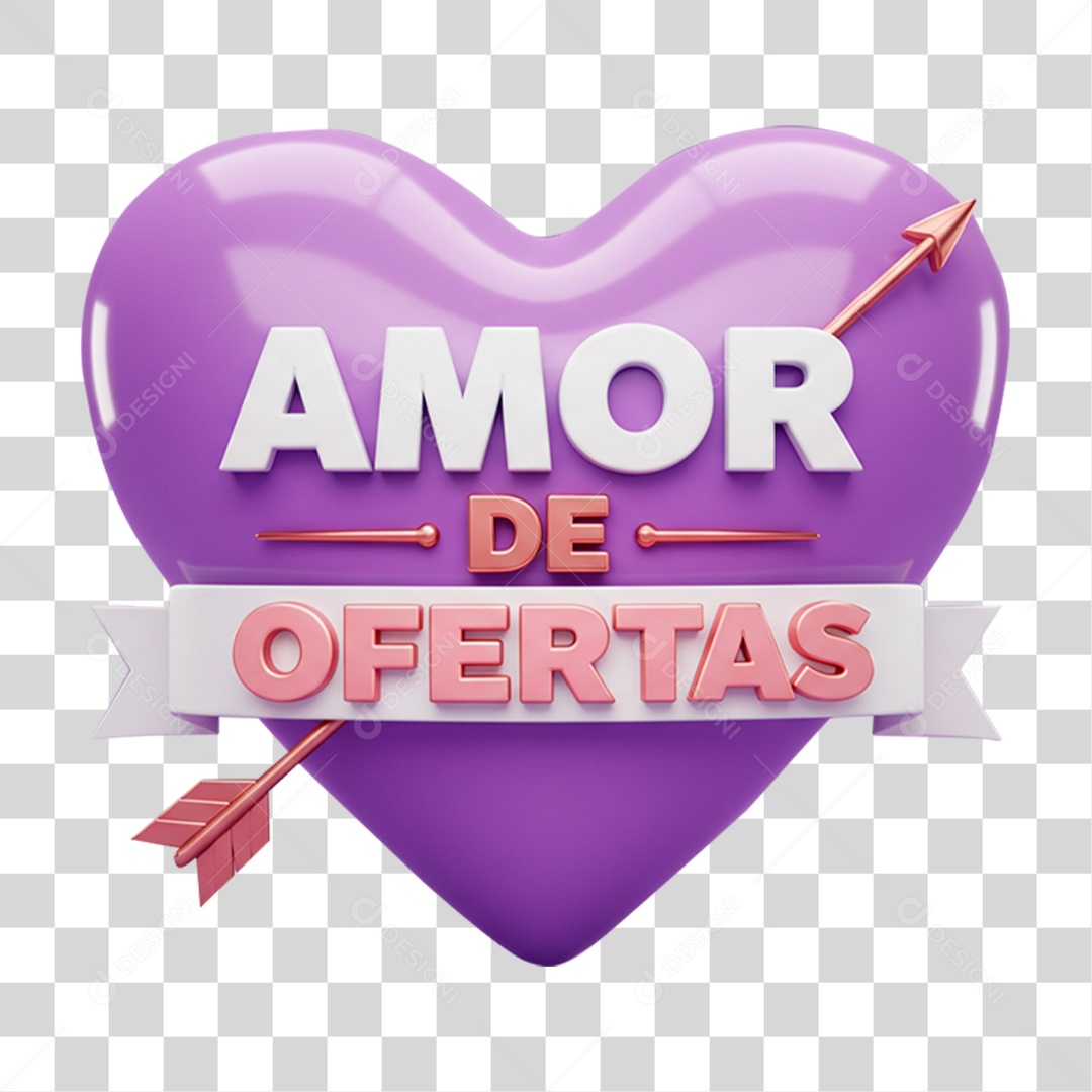 Selo 3D Amor de Ofertas PNG Transparente