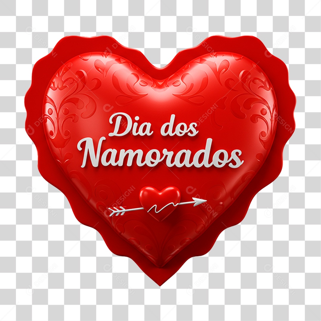 Selo 3D Dia dos Namorados PNG Transparente