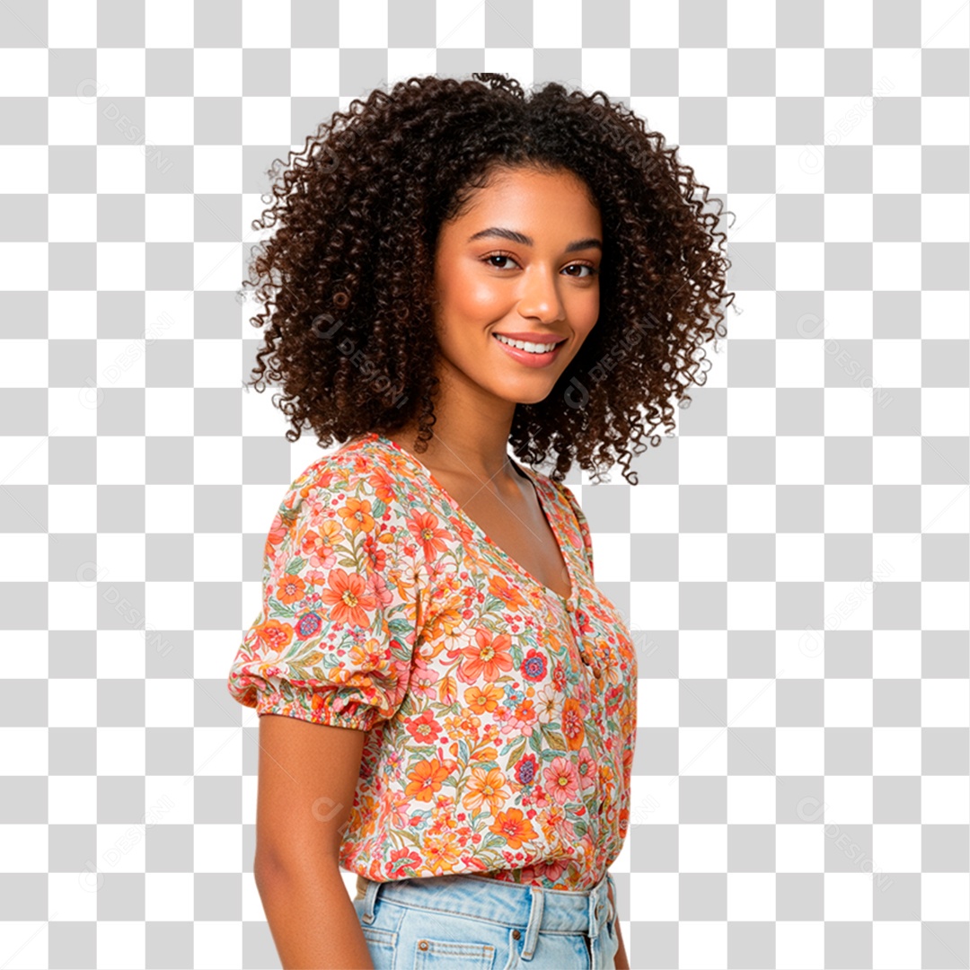 Mulher Negra Sorrindo PNG Transparente