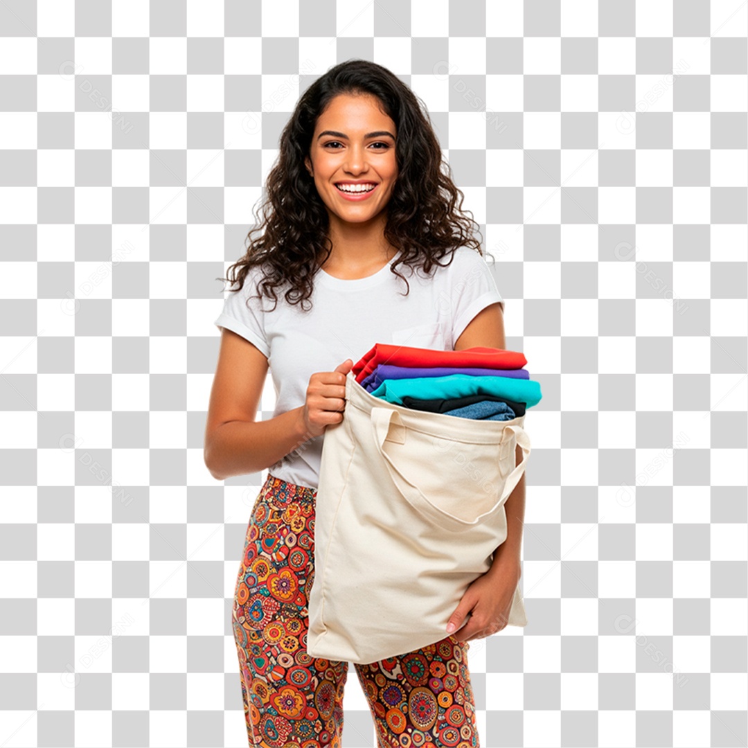 Mulher Sacola de Roupas PNG Transparente