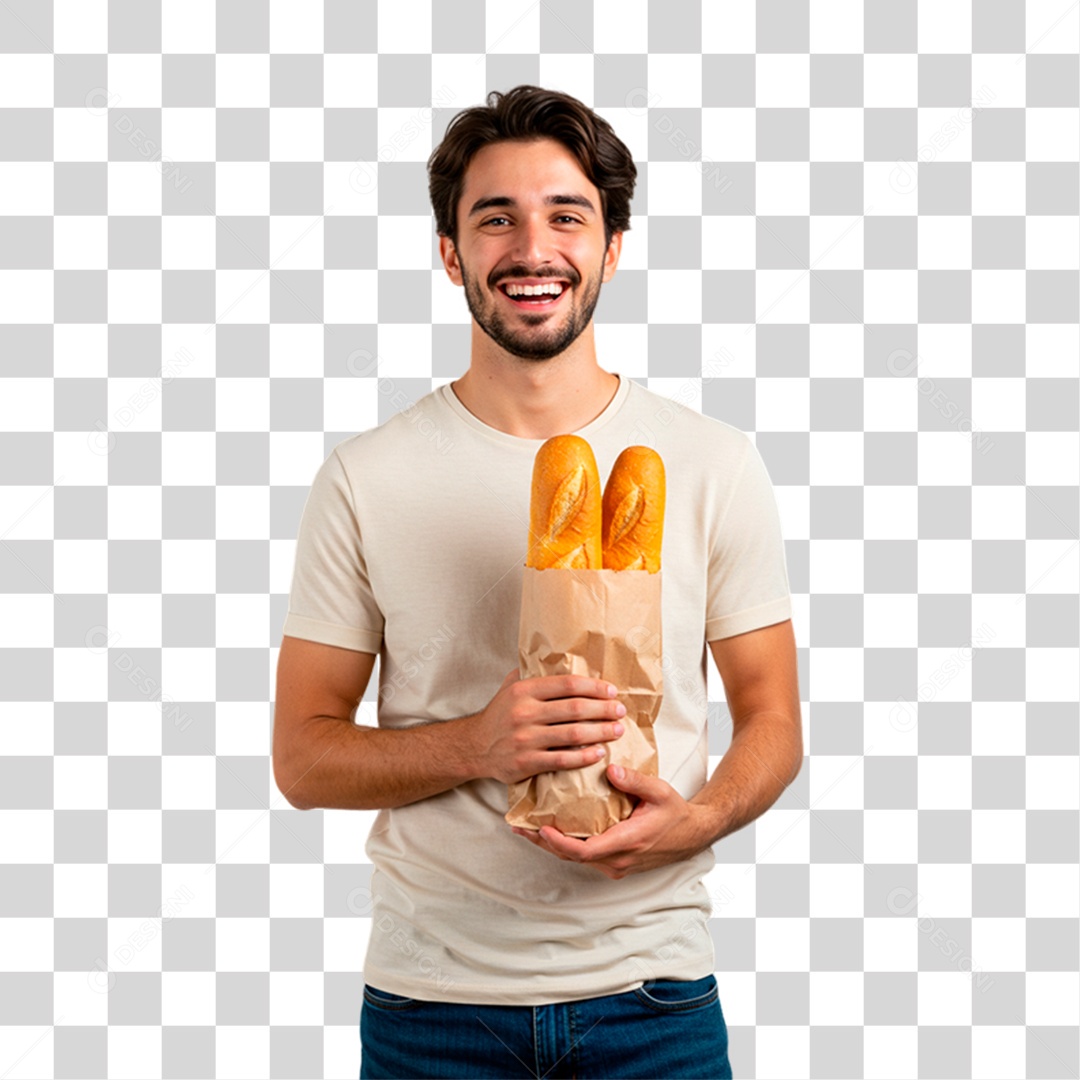 Homem com Sacola PNG Transparente