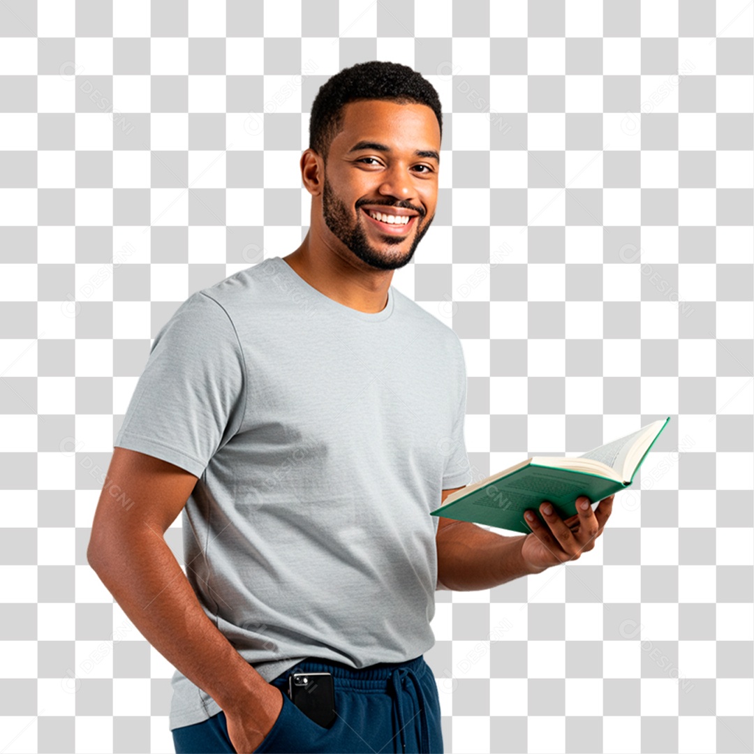 Homem com Livro PNG Transparente
