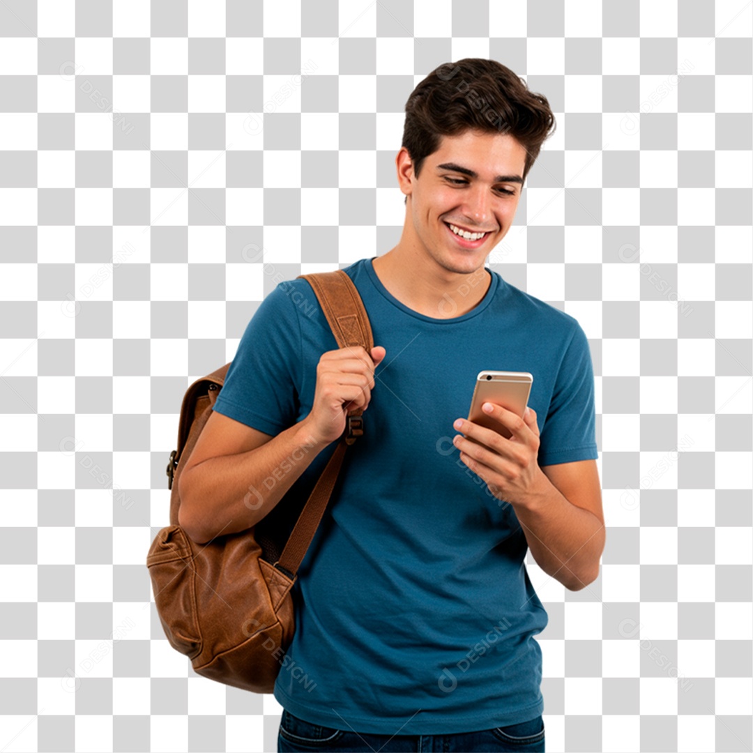 Homem com Mochila PNG Transparente