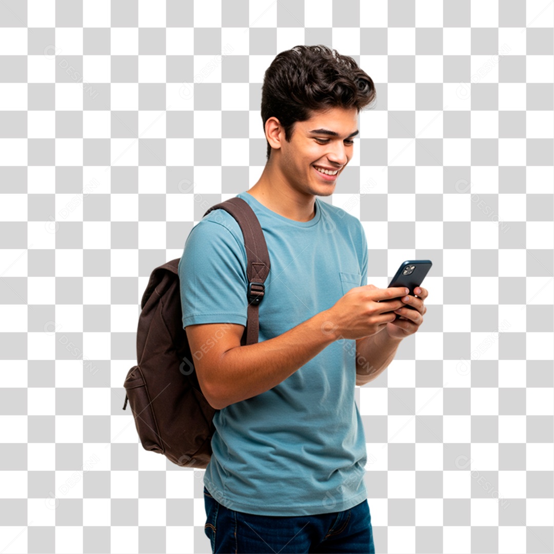 Homem com Mochila PNG Transparente