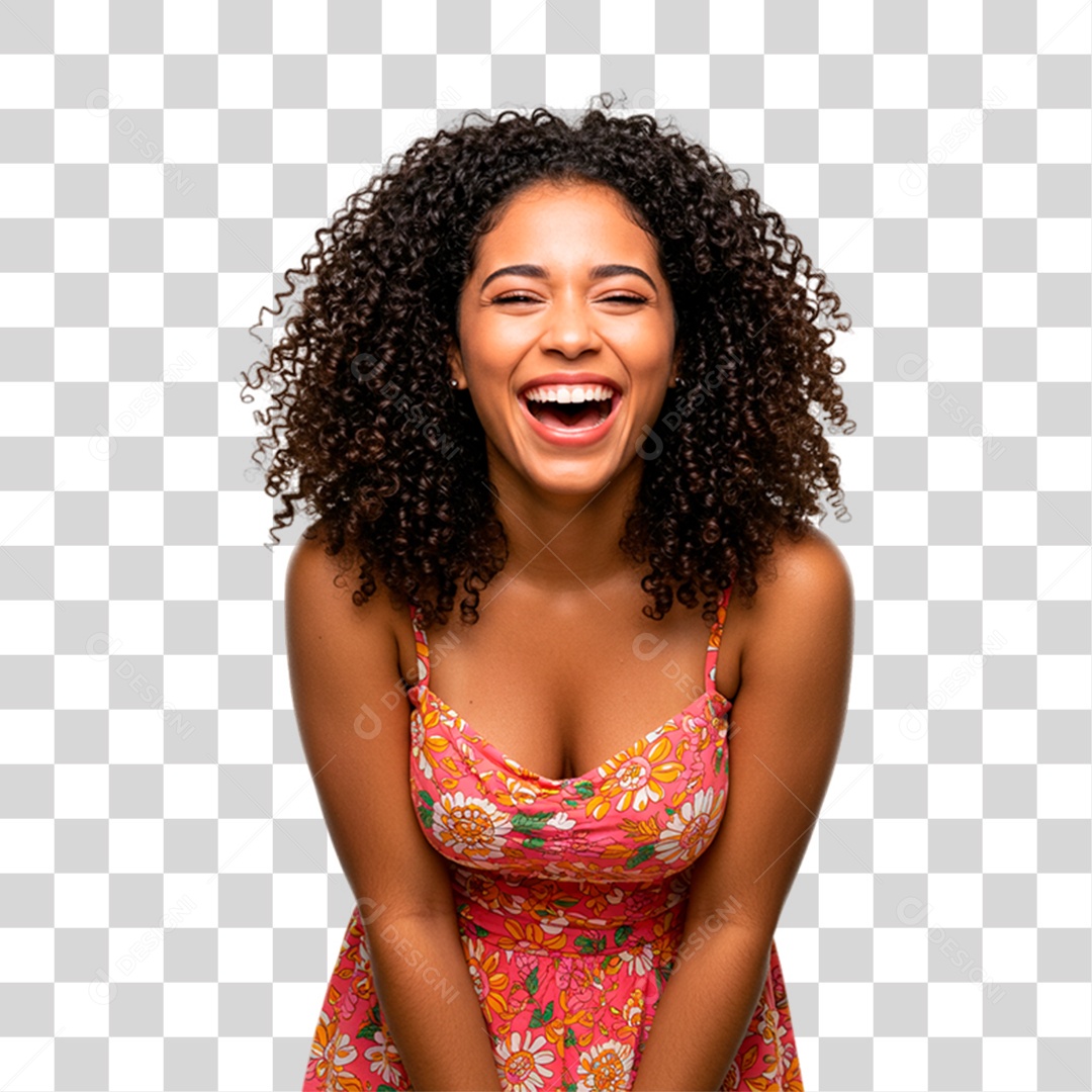 Mulher Negra Sorrindo PNG Transparente