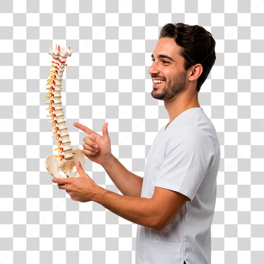 Médico Segurando Esqueleto PNG Transparente