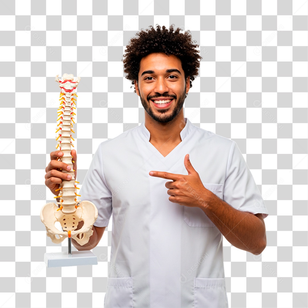 Médico Segurando Esqueleto PNG Transparente