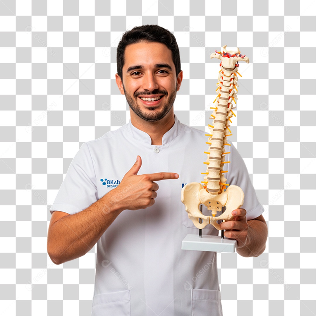 Médico Segurando Esqueleto PNG Transparente