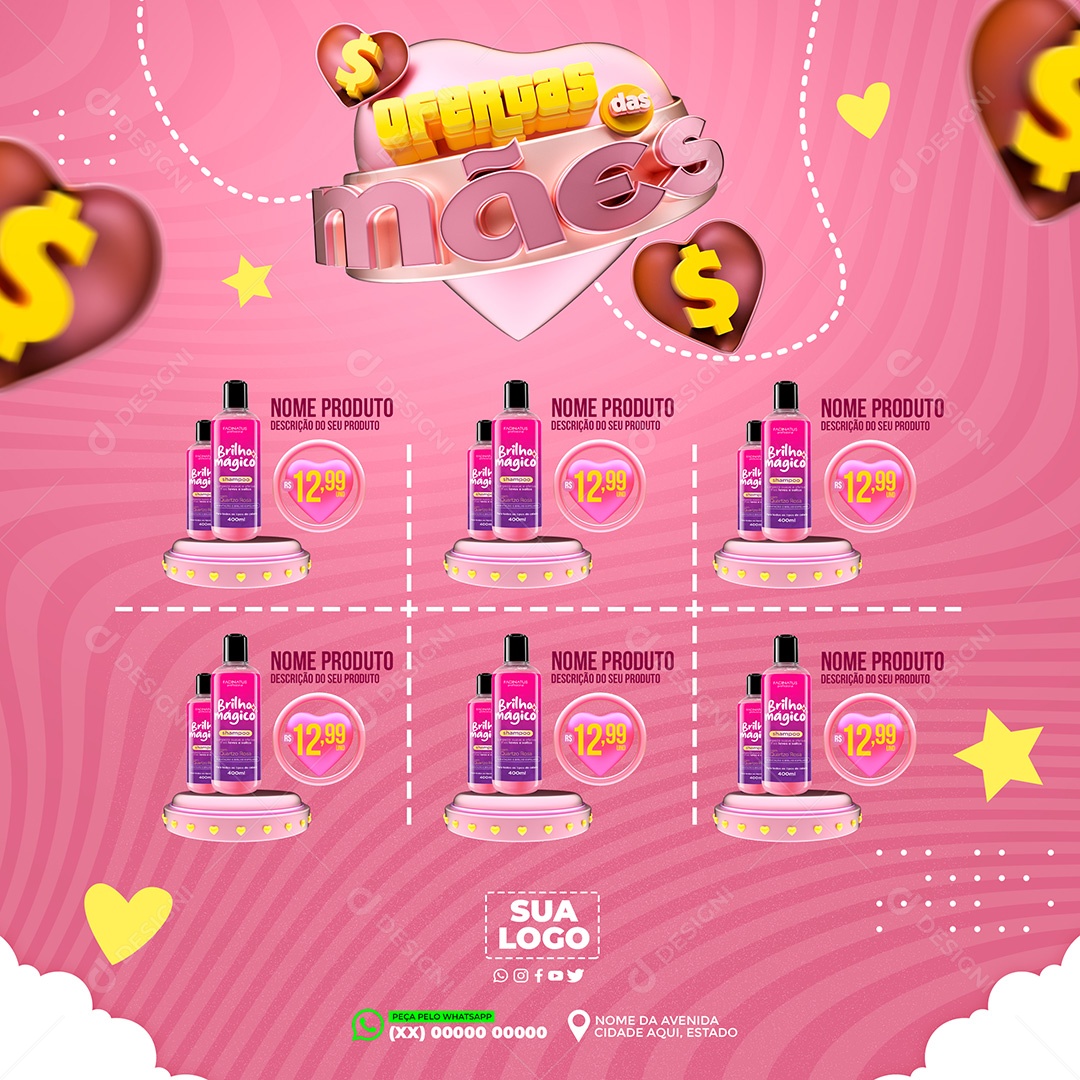 Encarte Ofertas Das Mães Social Media PSD Editável