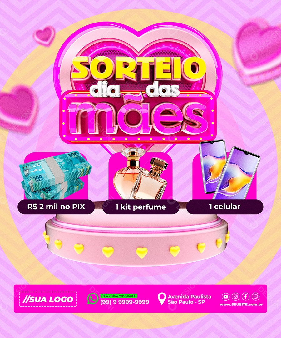 Sorteio Dia Das Mães Social Media PSD Editável
