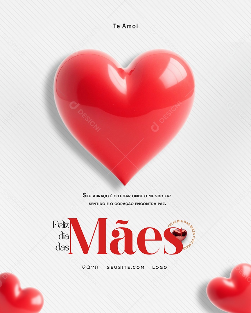 Feliz Dia das Mães 11 de Maio Te Amo Social Media PSD Editável