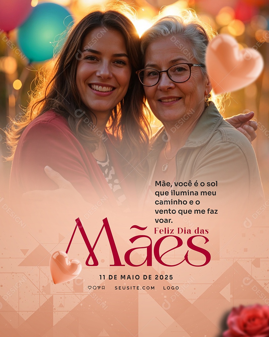 Feliz Dia das Mães 11 de Maio Você é o Sol Social Media PSD Editável