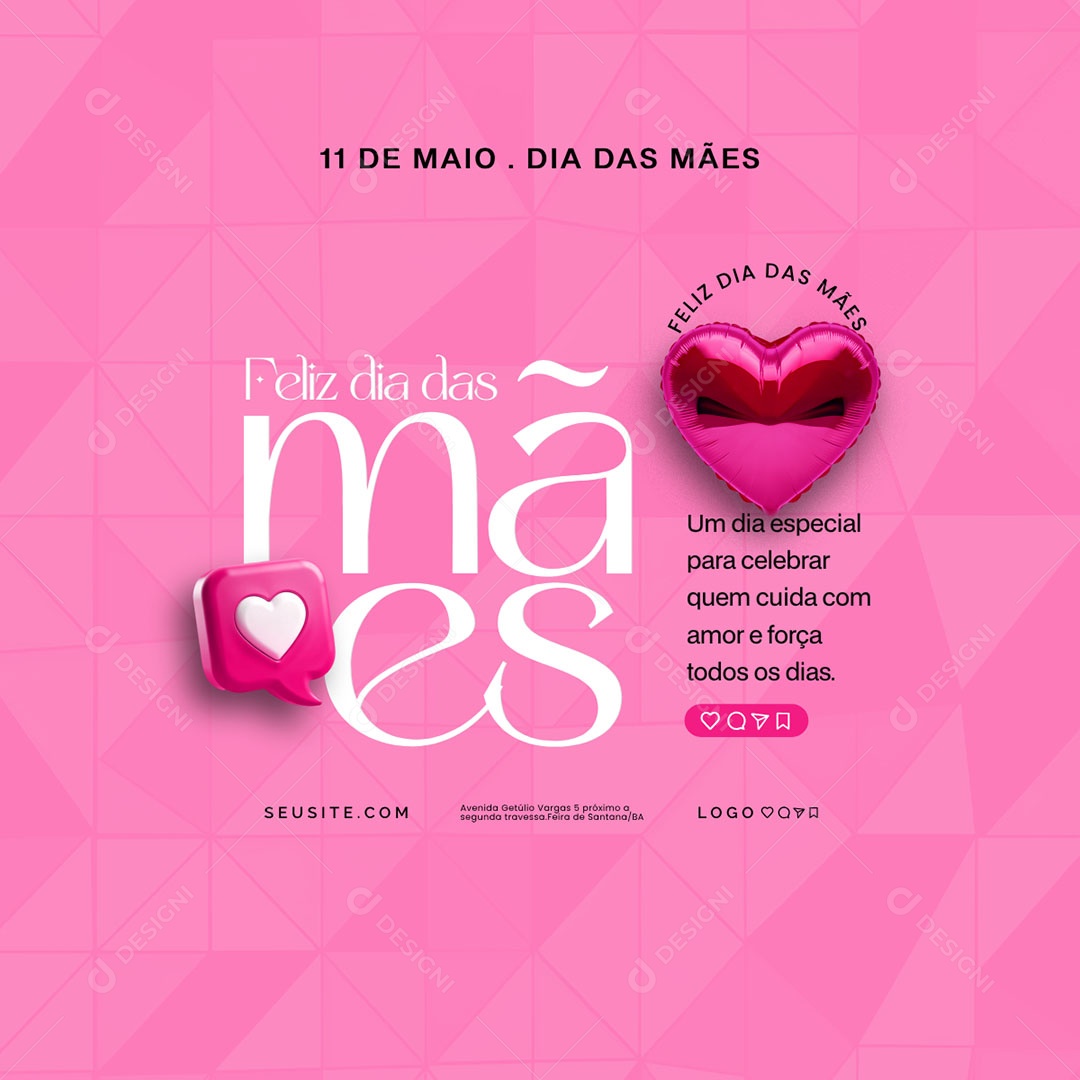 Feliz Dia das Mães 11 de Maio Social Media PSD Editável