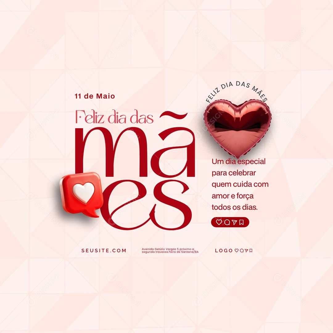 Feliz Dia das Mães 11 de Maio Social Media PSD Editável