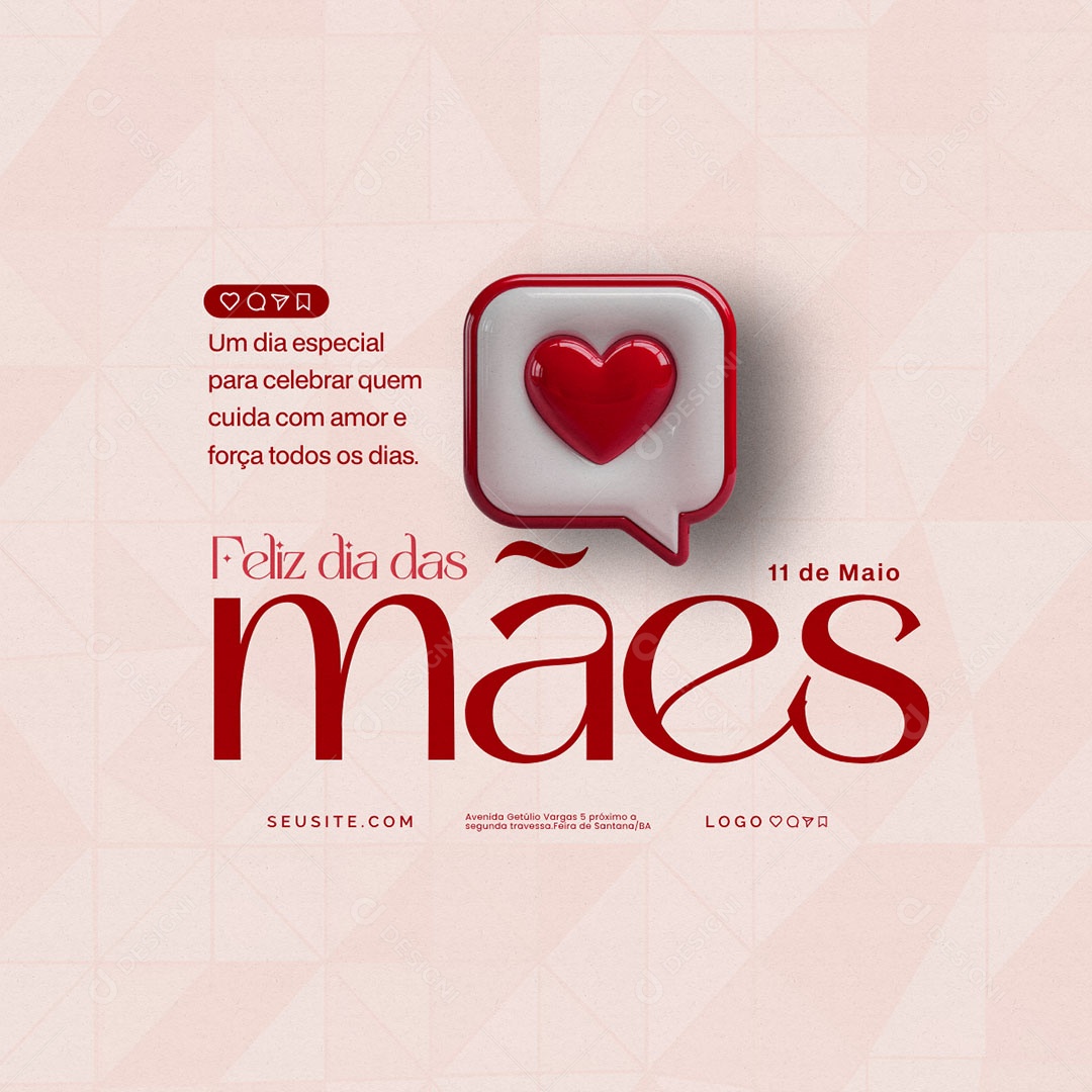 Feliz Dia das Mães 11 de Maio Social Media PSD Editável