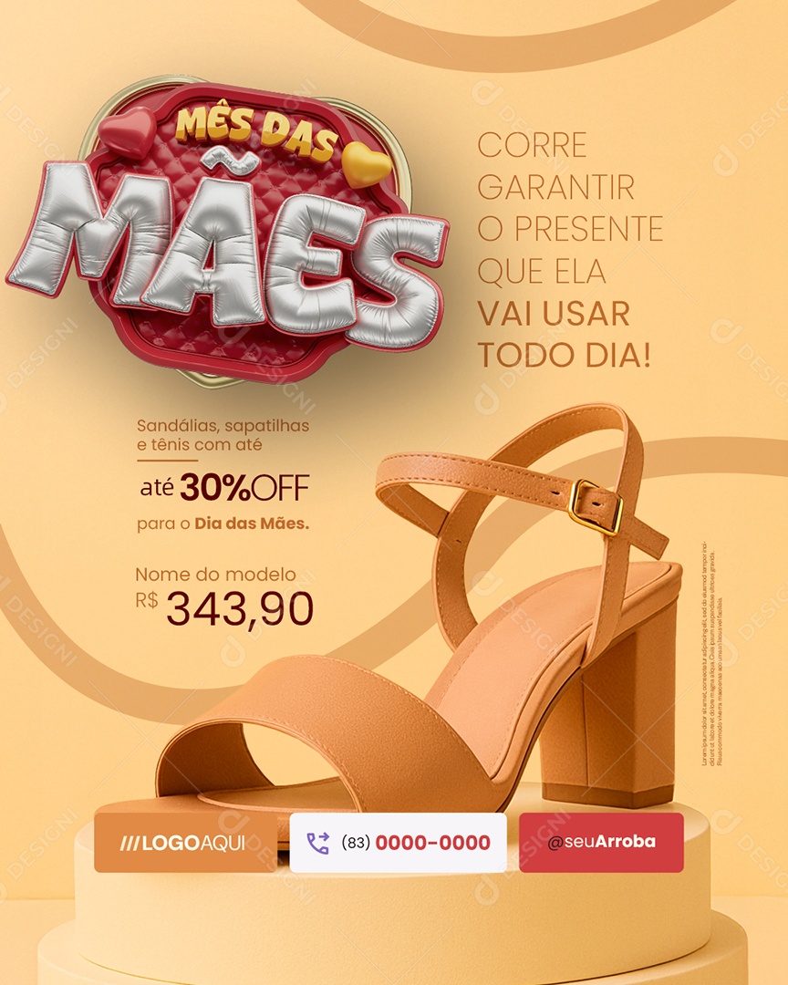 Oferta Dia das Mães Sandálias Sapatilhas e Tênis Social Media PSD Editável