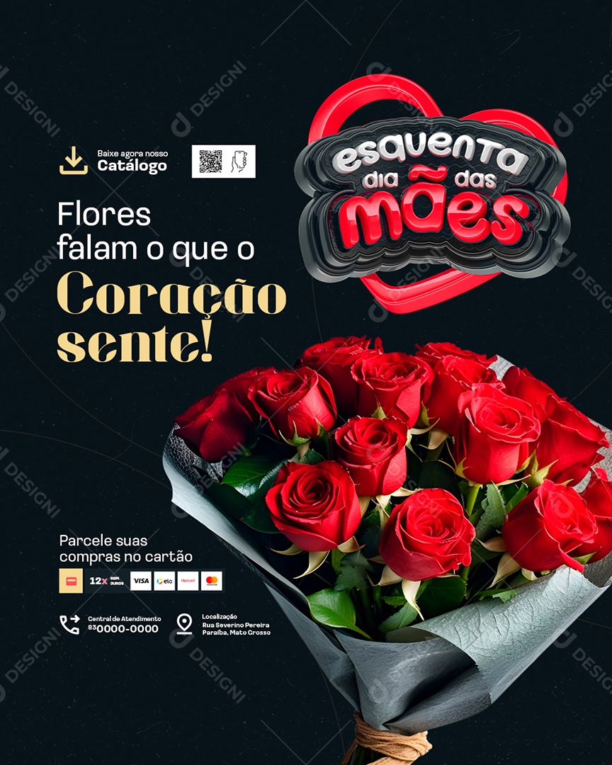 Oferta Dia das Mães Flores Falam o Que o Coração Sente Social Media PSD Editável