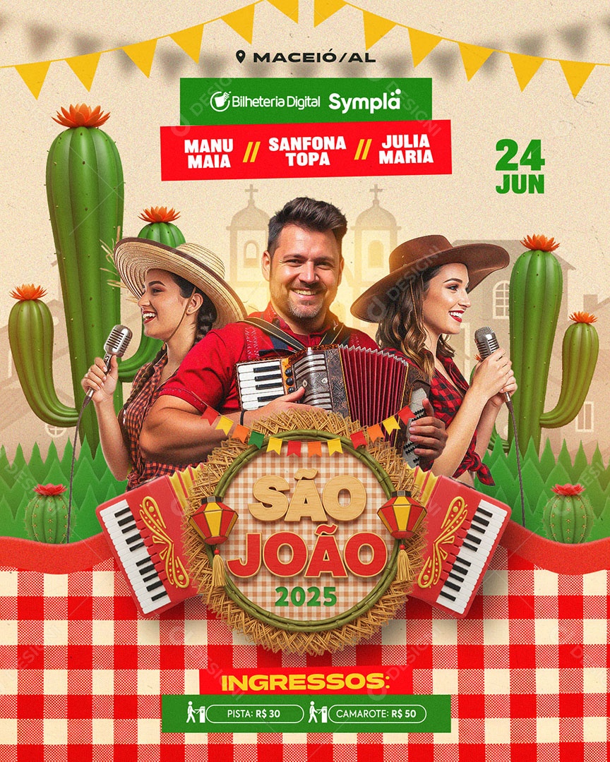 Flyer São João 2025 Social Media Feed PSD Editável