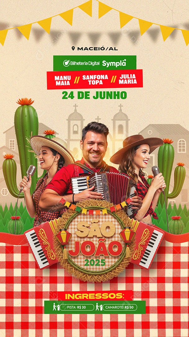 Flyer São João 2025 Social Media Story PSD Editável