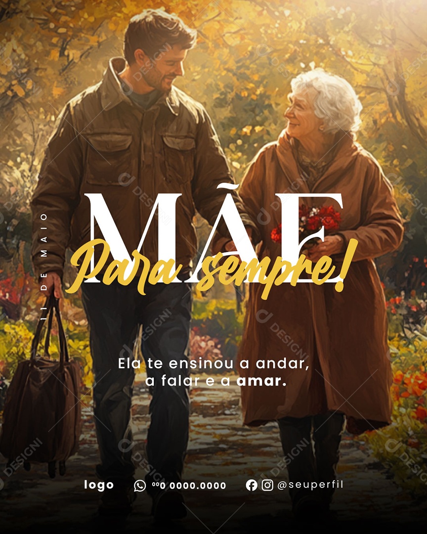 Feliz Dia das Mães 11 de Maio Mãe Para Sempre Social Media PSD Editável