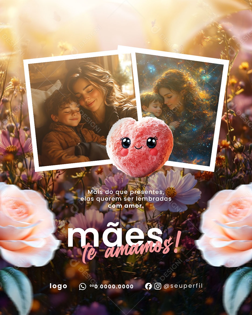 Feliz Dia das Mães 11 de Maio Mães Te Amamos Social Media PSD Editável