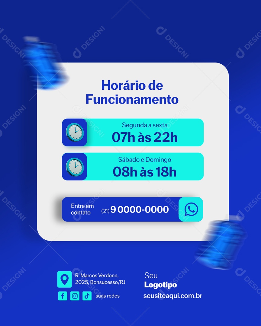 Distribuidora de Água Horário de Funcionamento Social Media PSD Editável