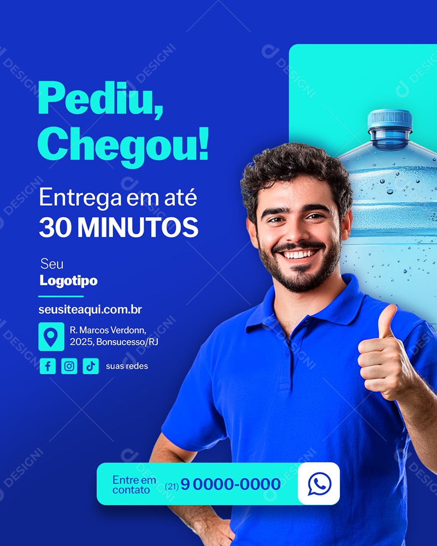 Distribuidora de Água Pediu Chegou Social Media PSD Editável