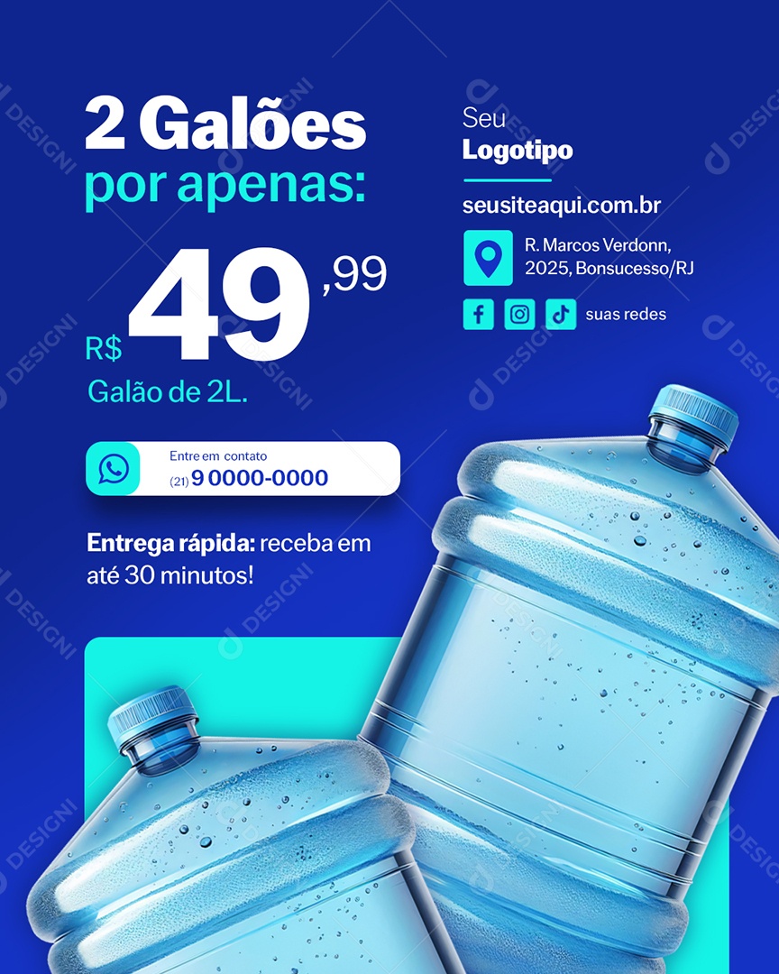 Distribuidora de Água Dois Galôes Social Media PSD Editável