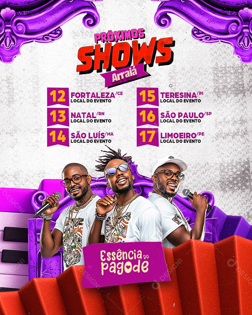 Flyer Próximos Shows Arraiá São João Social Media PSD Editável