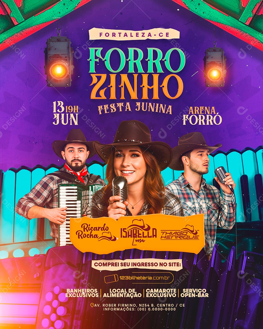 Flyer Forrozinho Festa Junina São João Social Media PSD Editável