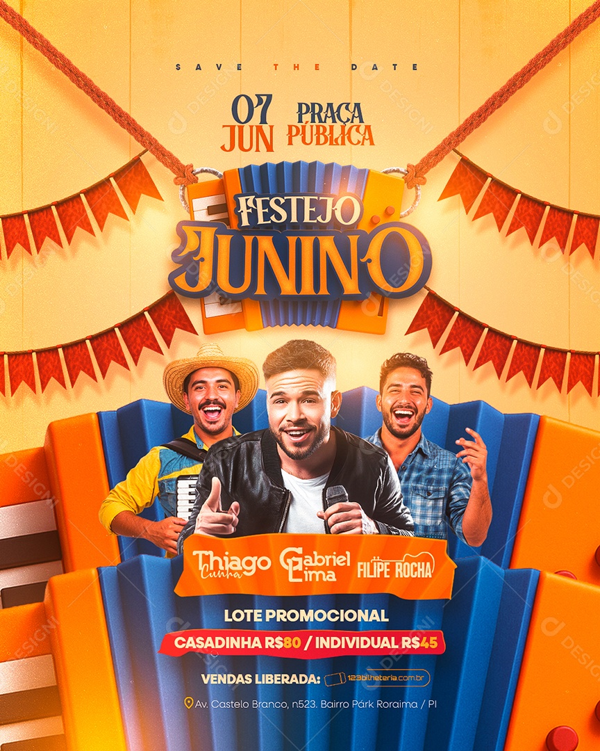 Flyer Festejo Junino São João Social Media PSD Editável
