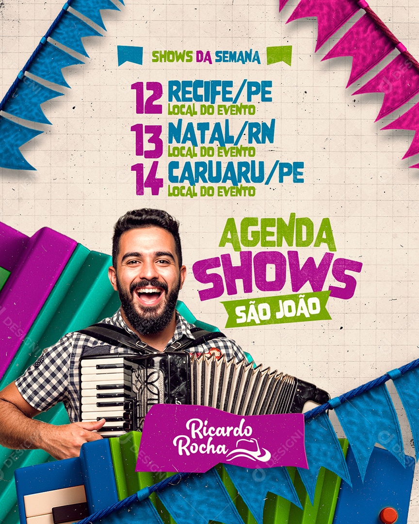 Flyer Agenda Shows São João Social Media PSD Editável