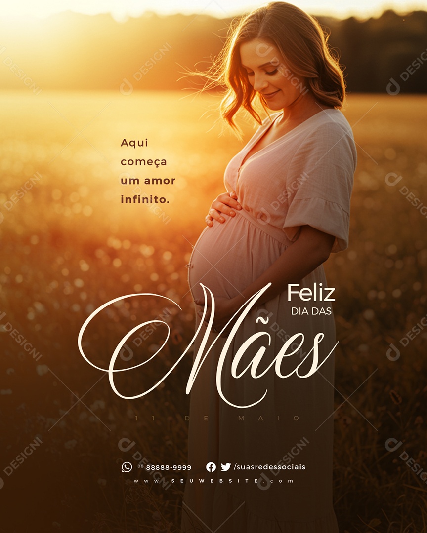Feliz Dia das Mães Aqui Começa Um  Amor Infinito Social Media PSD Editável
