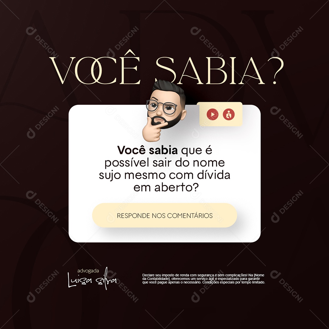 Advogado Você Sabia Social Media PSD Editável